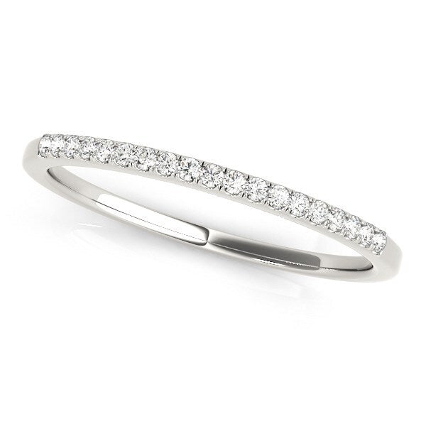 Size: 4.5 - 14k White Gold Round Thin Diamond Wedding Band (1/4 cttw)