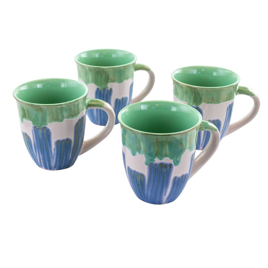 Meritage Coral 4 Piece 20 Ounce Stoneware Cup Set in Green