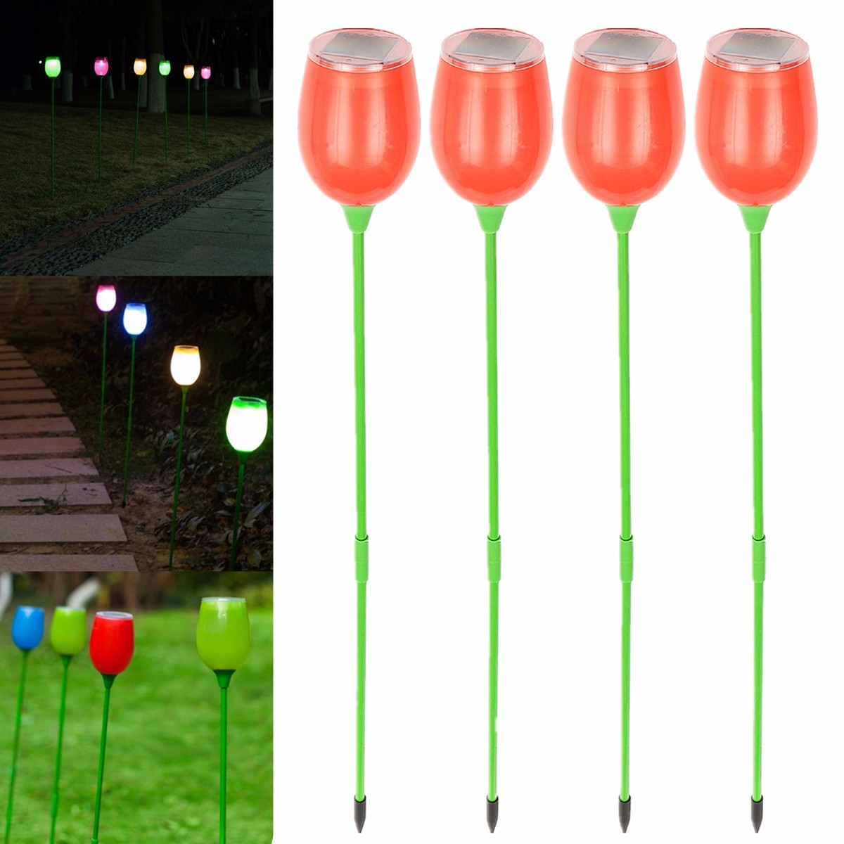 4PCS Solar Power LED Buried In Ground Lights Garden Path Lawn Fence Lighting Lamp