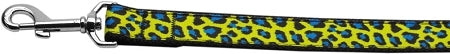 Blue and Yellow Leopard Nylon Dog Leash 3/8 inch wide 4ft Long