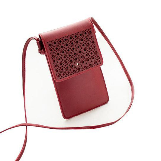 COLORS: WINE RED - Multi Mini Transparent Phone And Credit Card Holder Cross Body Bag