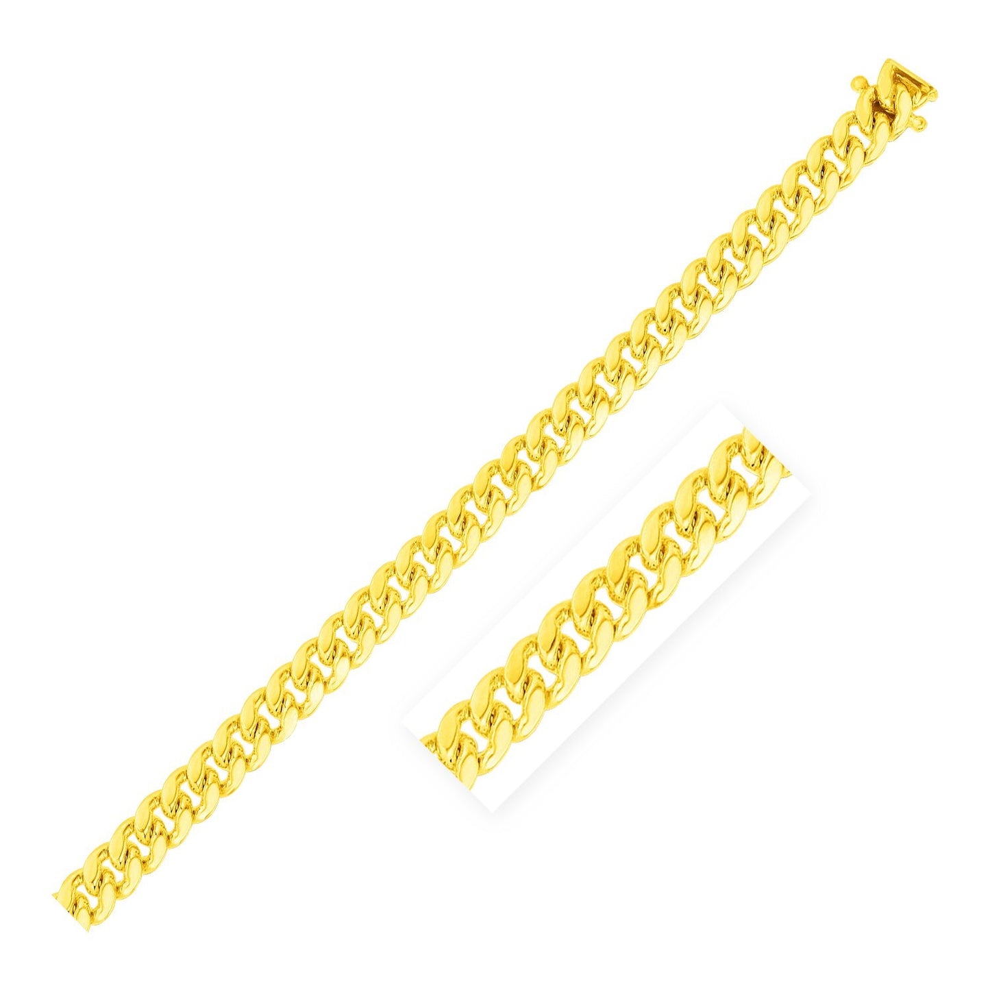 Size: 8.5'' - 6.0mm 14k Yellow Gold Classic Miami Cuban Solid Bracelet