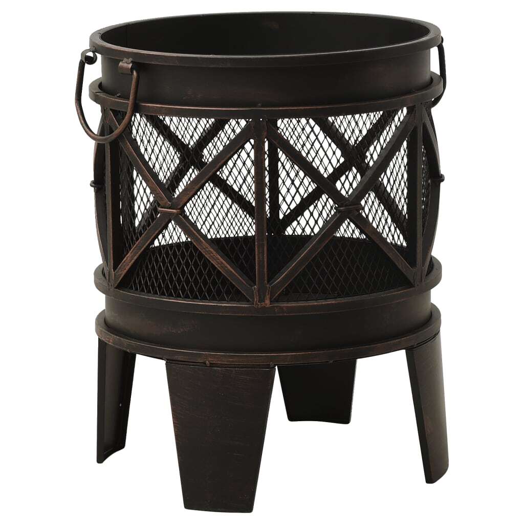 vidaXL Rustic Fire Pit with Poker ?16.5"21.3" Steell