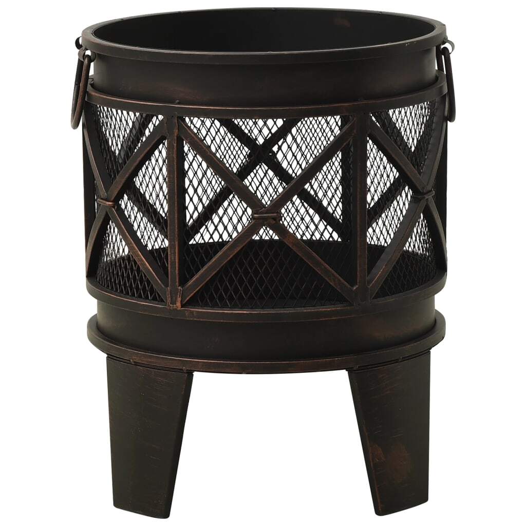 vidaXL Rustic Fire Pit with Poker ?16.5"21.3" Steell