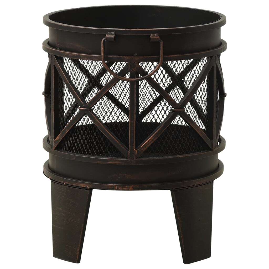 vidaXL Rustic Fire Pit with Poker ?16.5"21.3" Steell