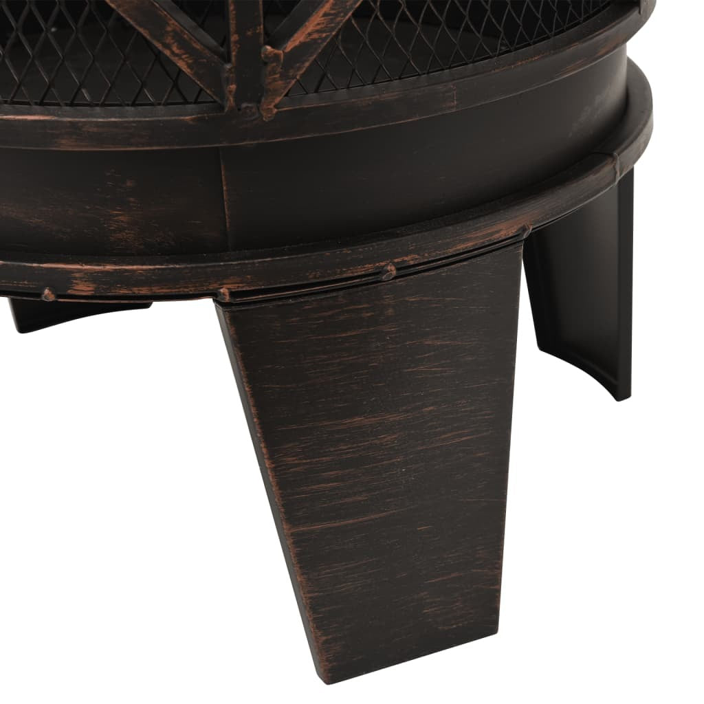 vidaXL Rustic Fire Pit with Poker ?16.5"21.3" Steell