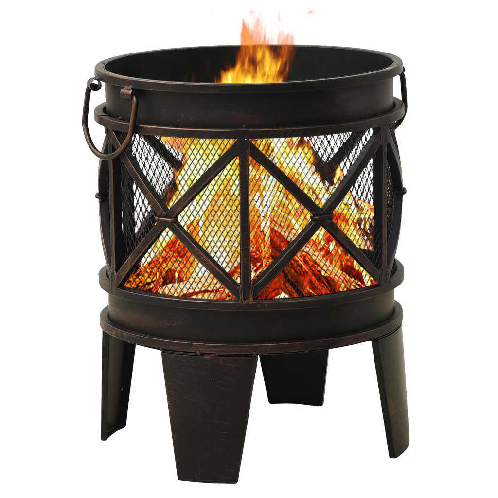 vidaXL Rustic Fire Pit with Poker ?16.5"21.3" Steell