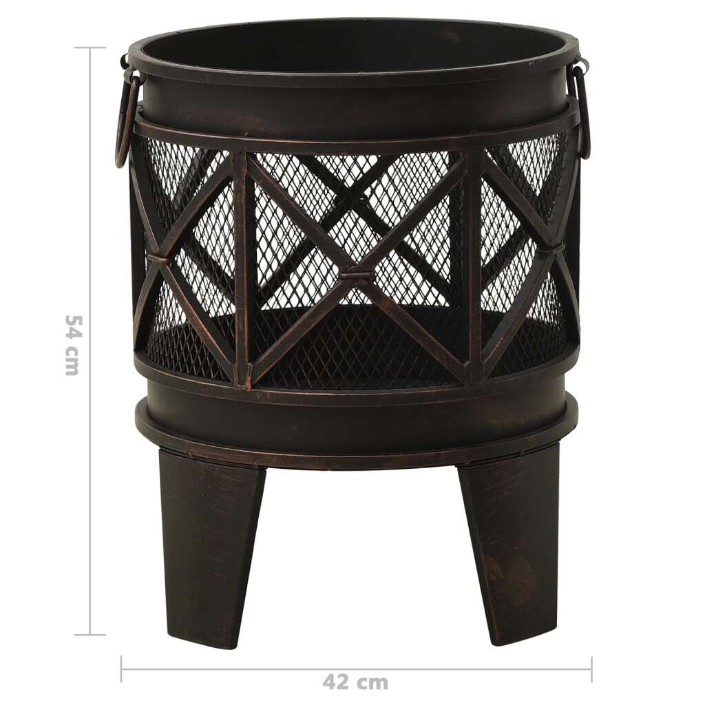 vidaXL Rustic Fire Pit with Poker ?16.5"21.3" Steell