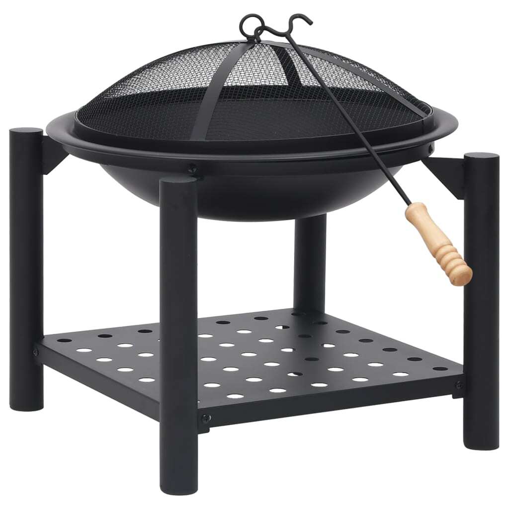 vidaXL Fire Pit with Poker 21.3"x21.3"x21.7" Steel