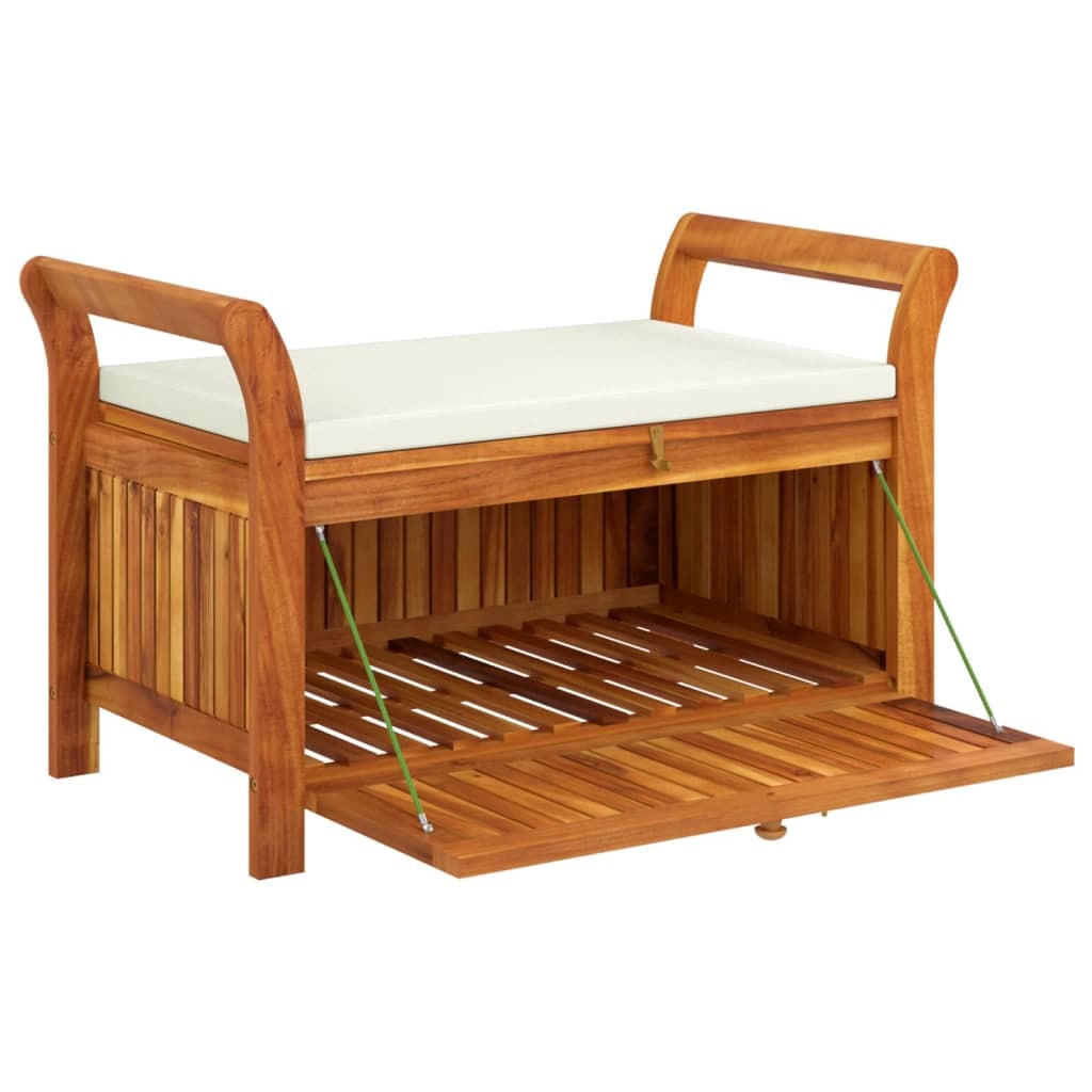 vidaXL Patio Storage Bench with Cushion 35.8" Solid Wood Acacia