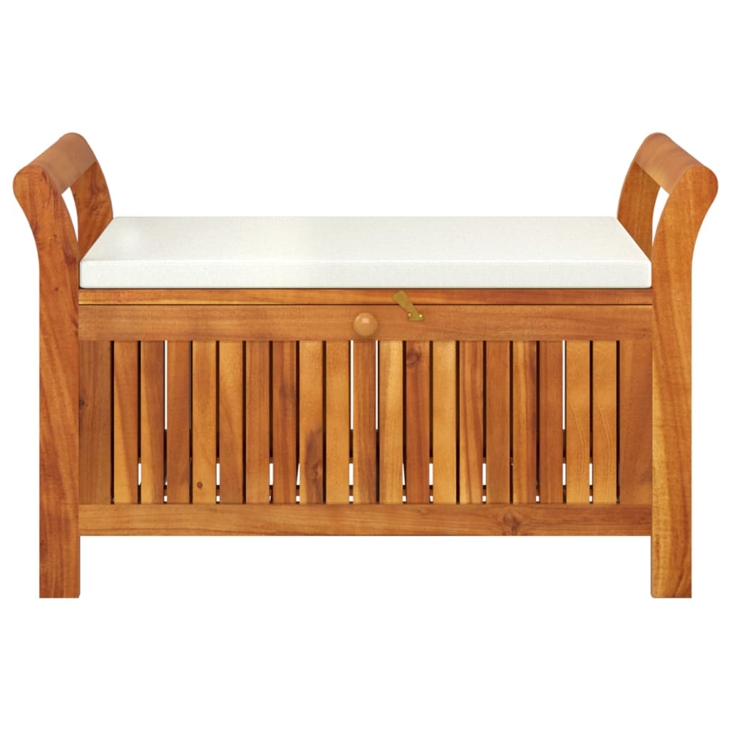 vidaXL Patio Storage Bench with Cushion 35.8" Solid Wood Acacia