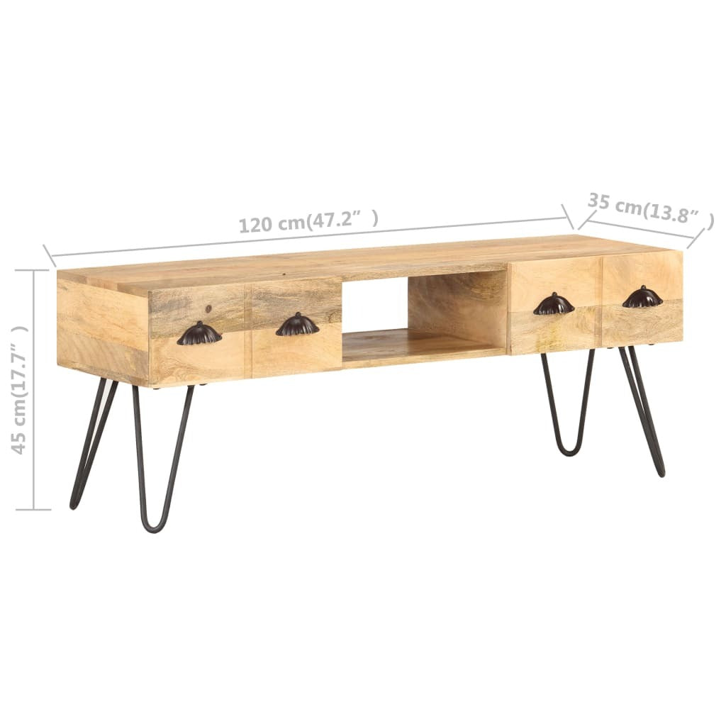 vidaXL TV Stand 47.2"x13.8"x17.7" Solid Wood Mango