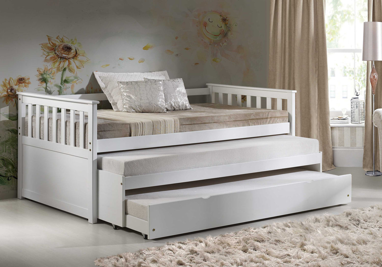 Twin Brown And Gray Bed With Trundle