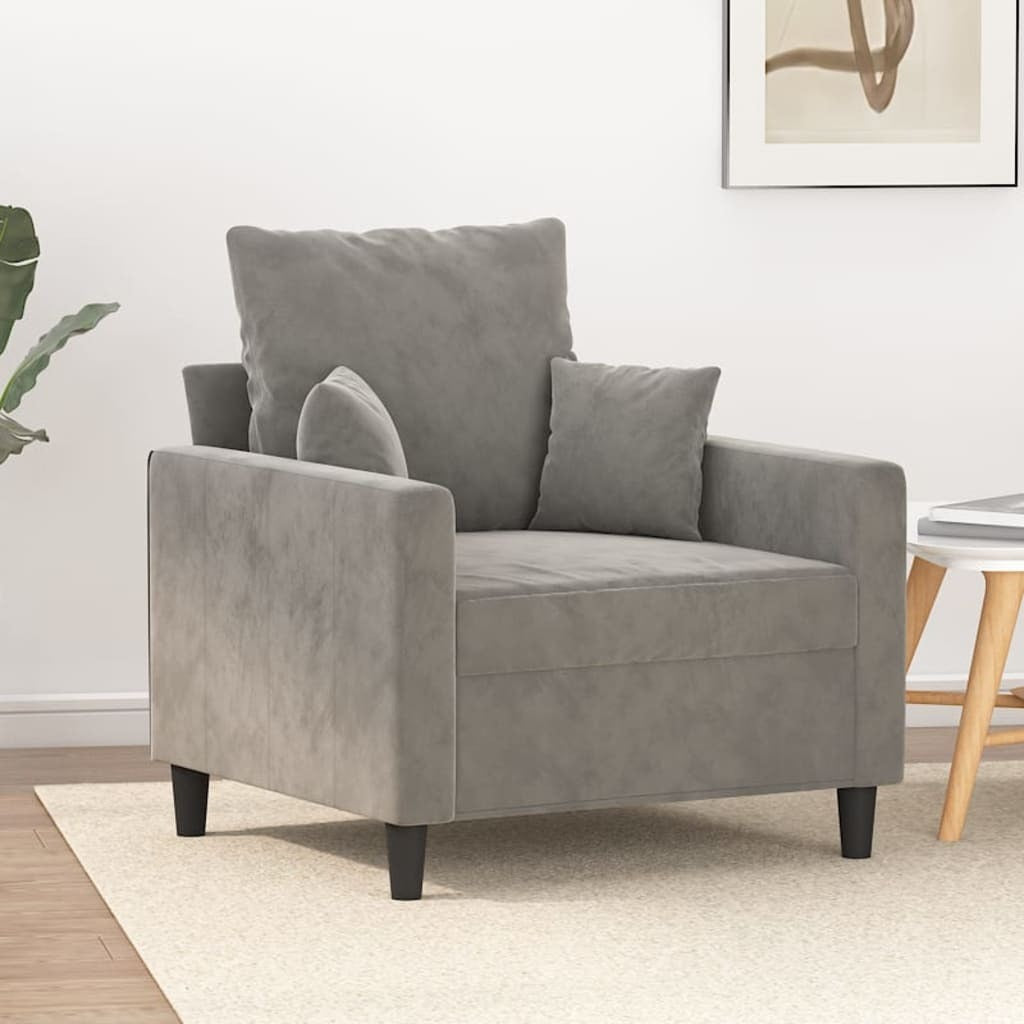 vidaXL Sofa Chair Light Gray 23.6" Velvet