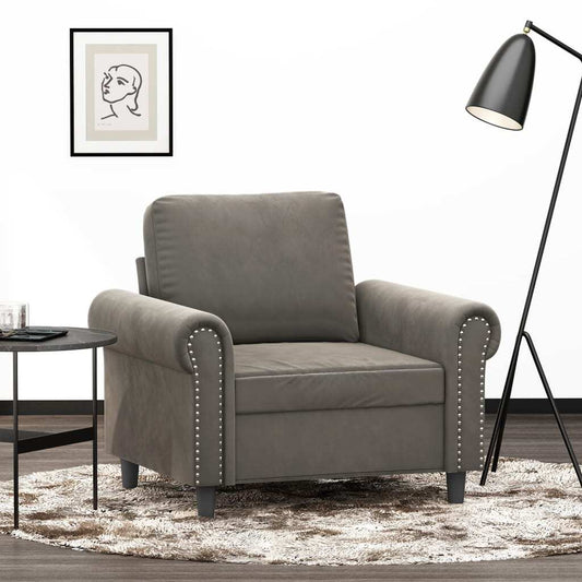 vidaXL Sofa Chair Light Gray 23.6" Velvet