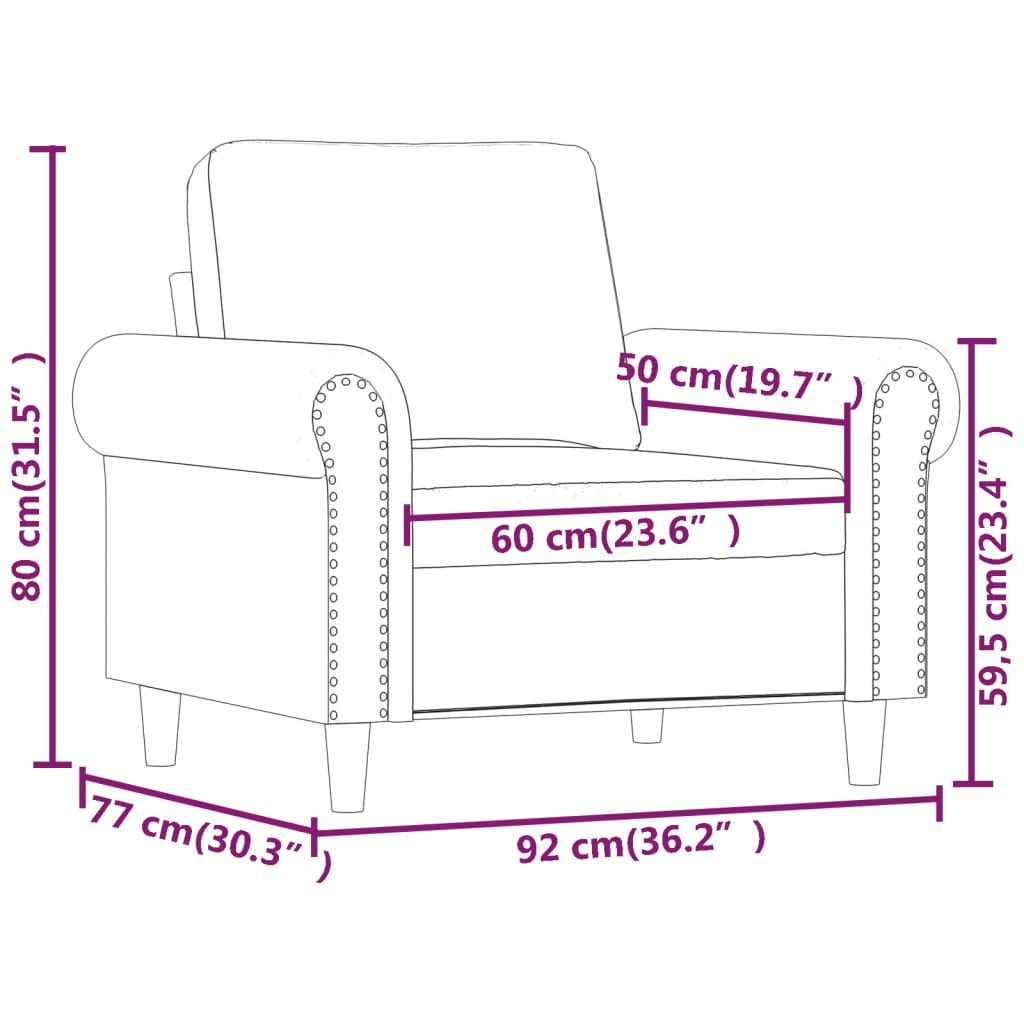 vidaXL Sofa Chair Light Gray 23.6" Velvet