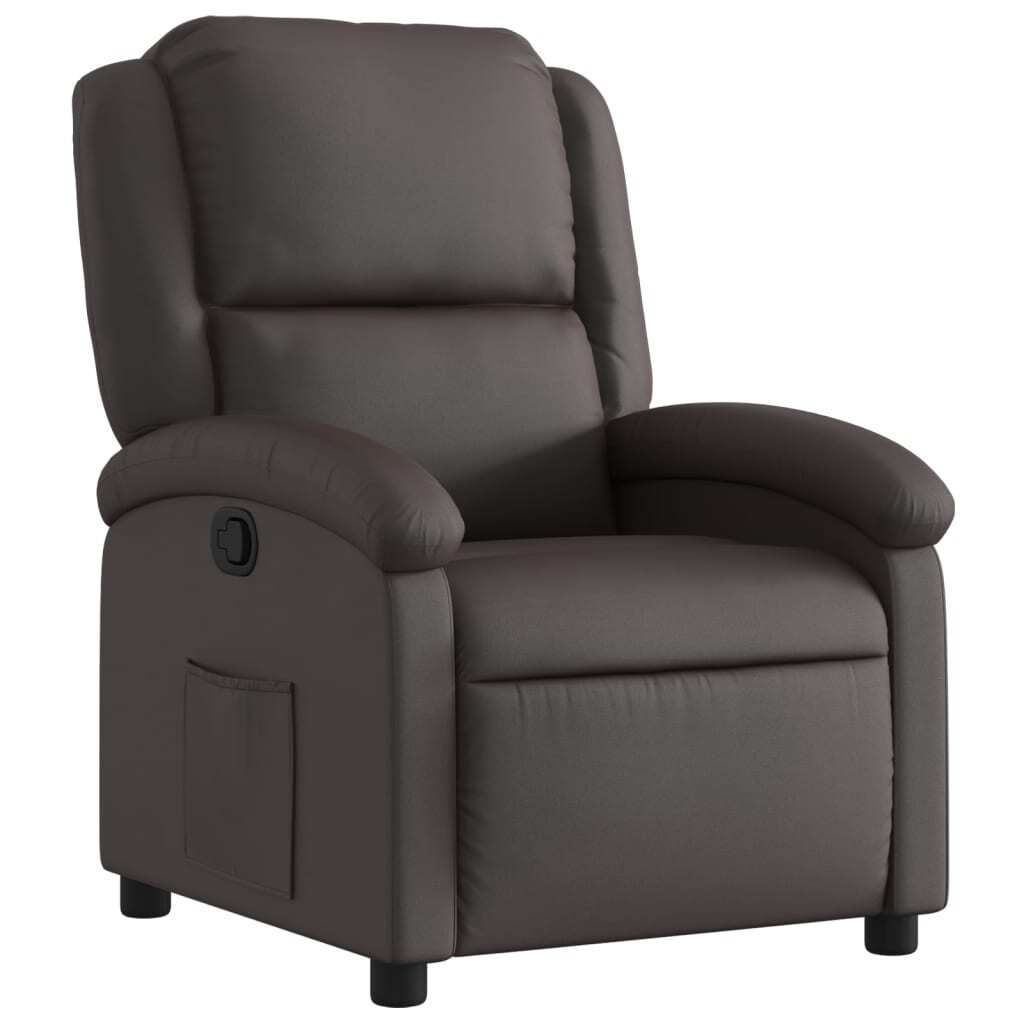 vidaXL Recliner Chair Dark Brown Real Leather