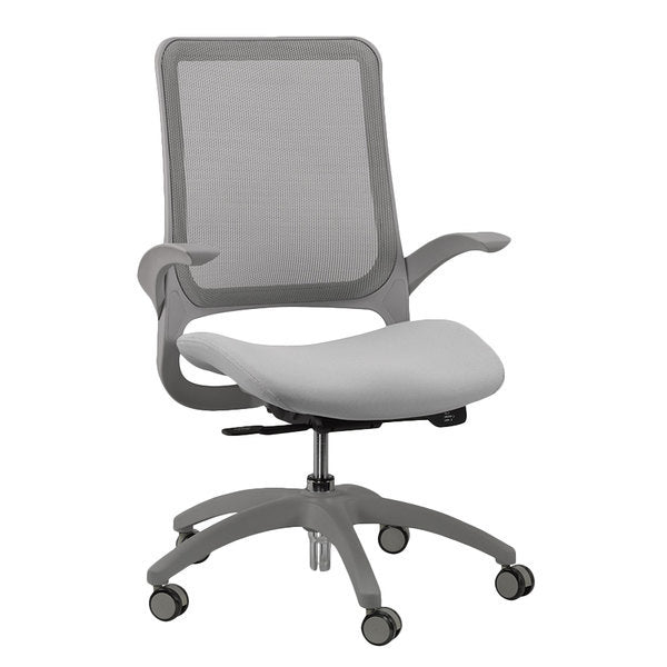 Green Fabric Seat Swivel Adjustable Task Chair Mesh Back Plastic Frame