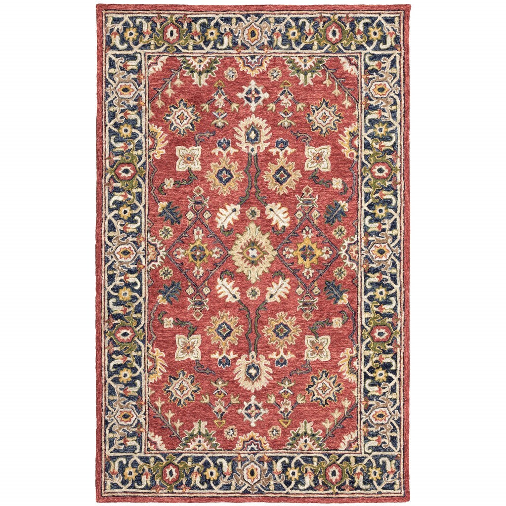 10'X13' Red And Blue Bohemian Rug