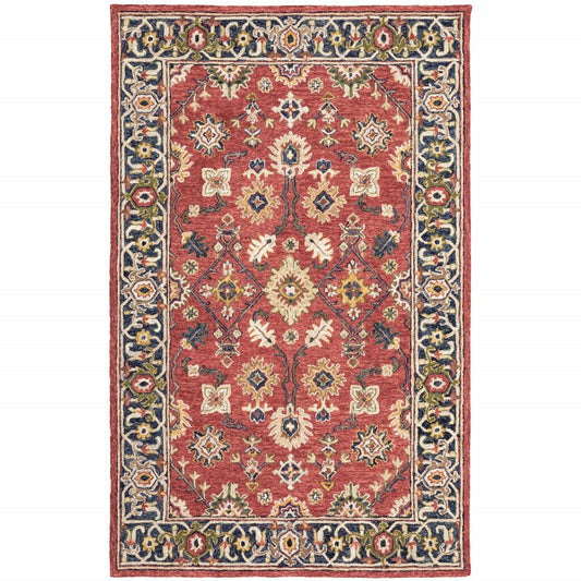 10'X13' Red And Blue Bohemian Rug