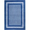 4' X 6' Navy Blue Geometric Dhurrie Area Rug