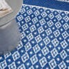 4' X 6' Navy Blue Geometric Dhurrie Area Rug