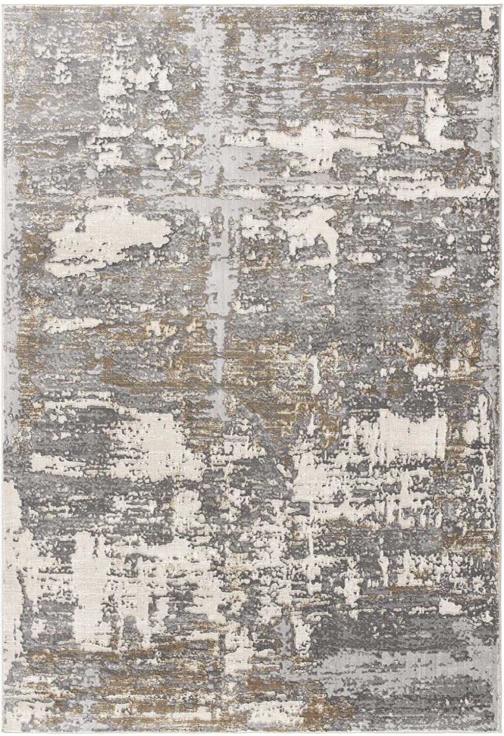 5' X 8' Beige And Gray Distressed Area Rug