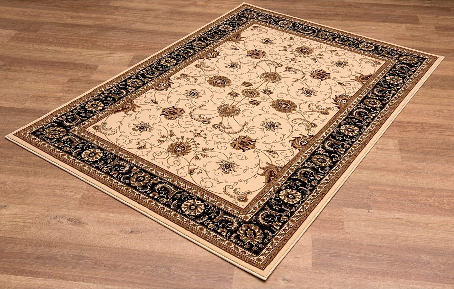 2' x 10' Cream and Black Decorative Runner Rug