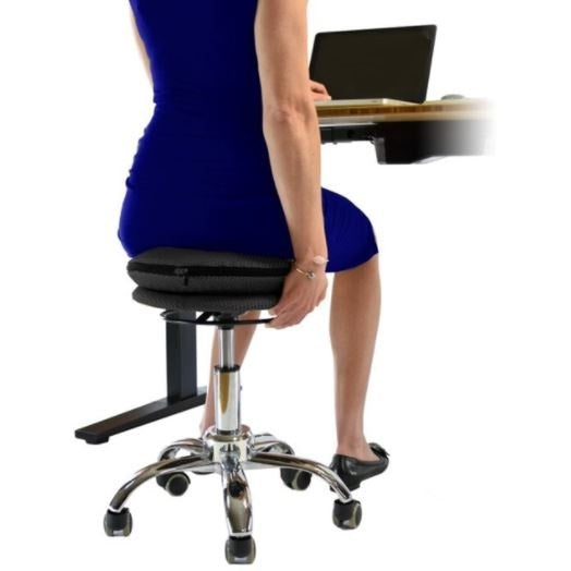 Black and Chrome Active Sitting Rolling Balance Desk Chair