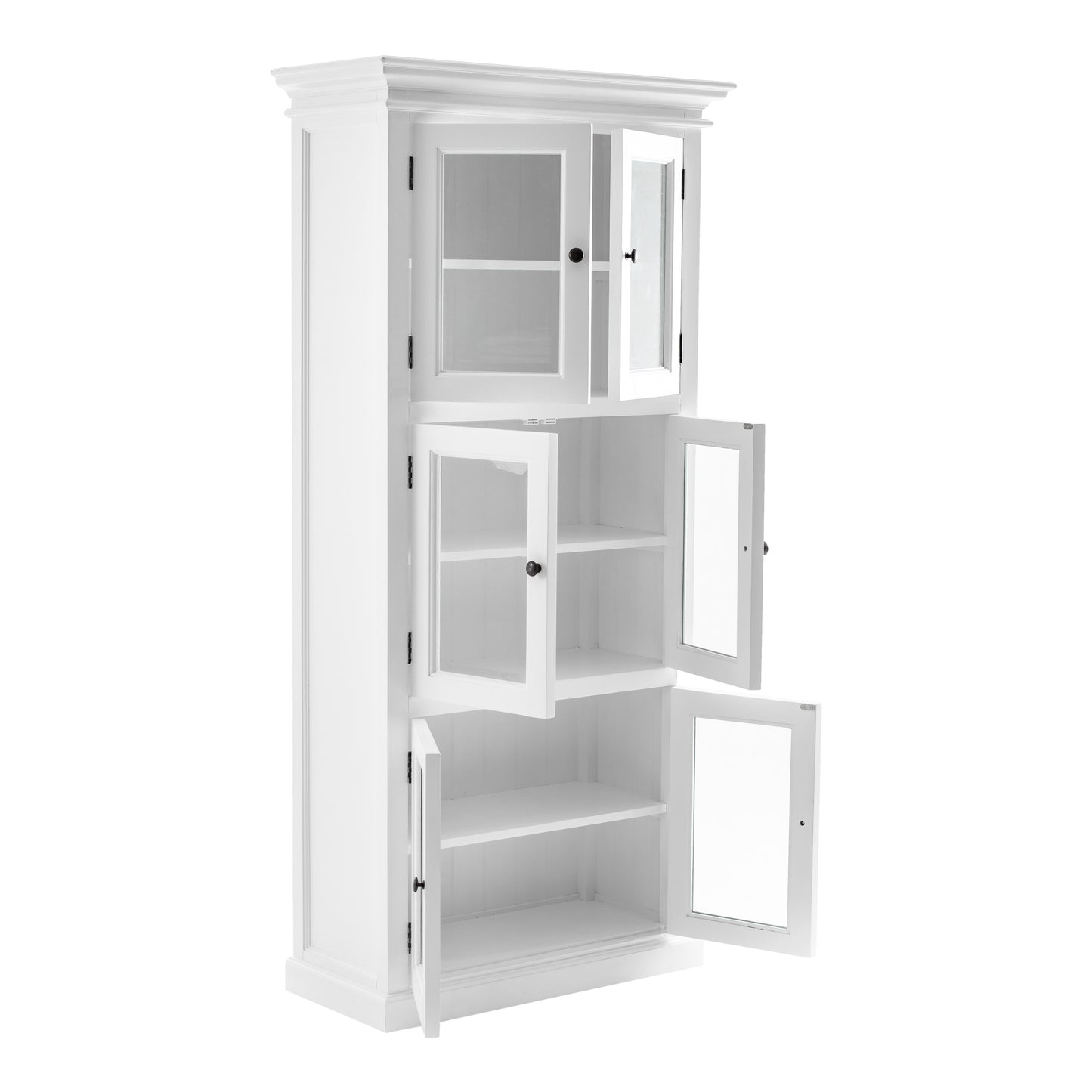 35" White Solid Wood Frame Standard Accent Cabinet With Six Shelves