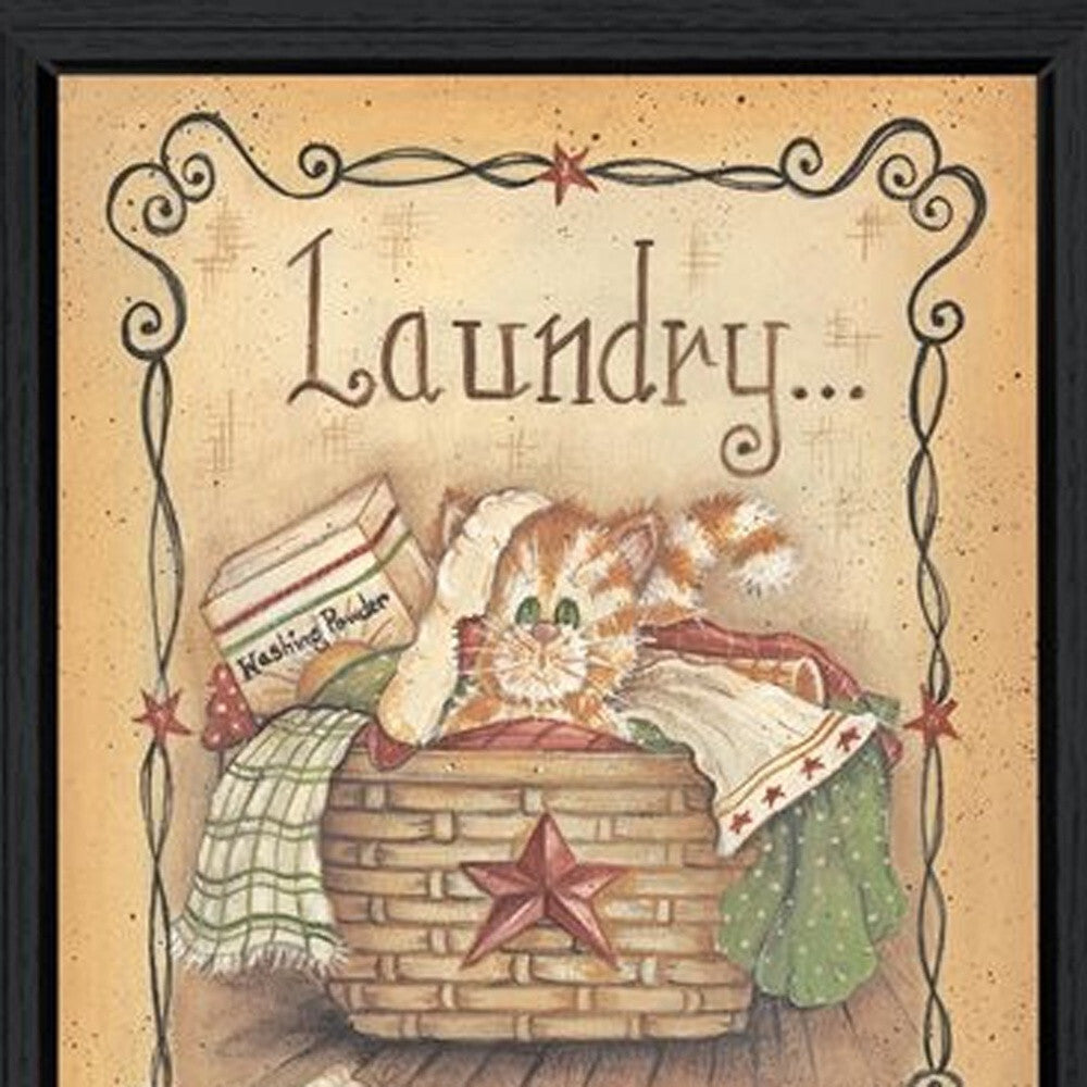 Laundry 1 Black Picture Frame Print Wall Art