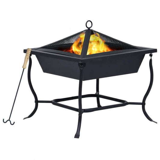 vidaXL Fire Pit Black 16.5"x16.5"x17.7" Steel