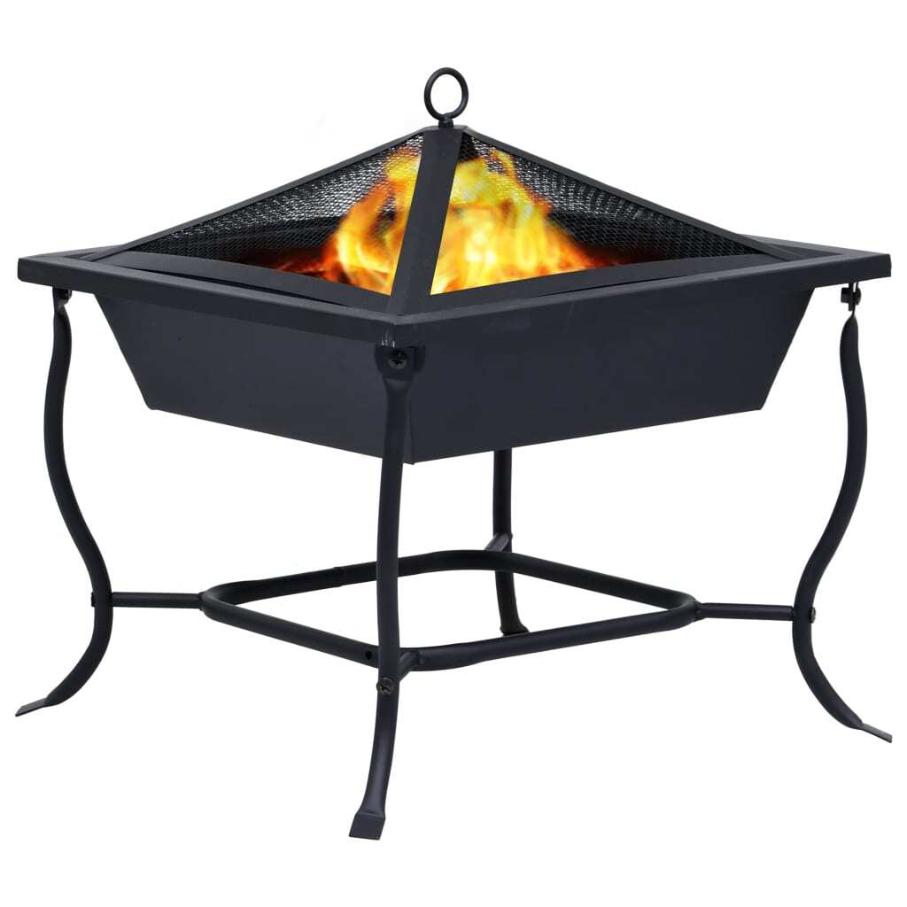 vidaXL Fire Pit Black 16.5"x16.5"x17.7" Steel