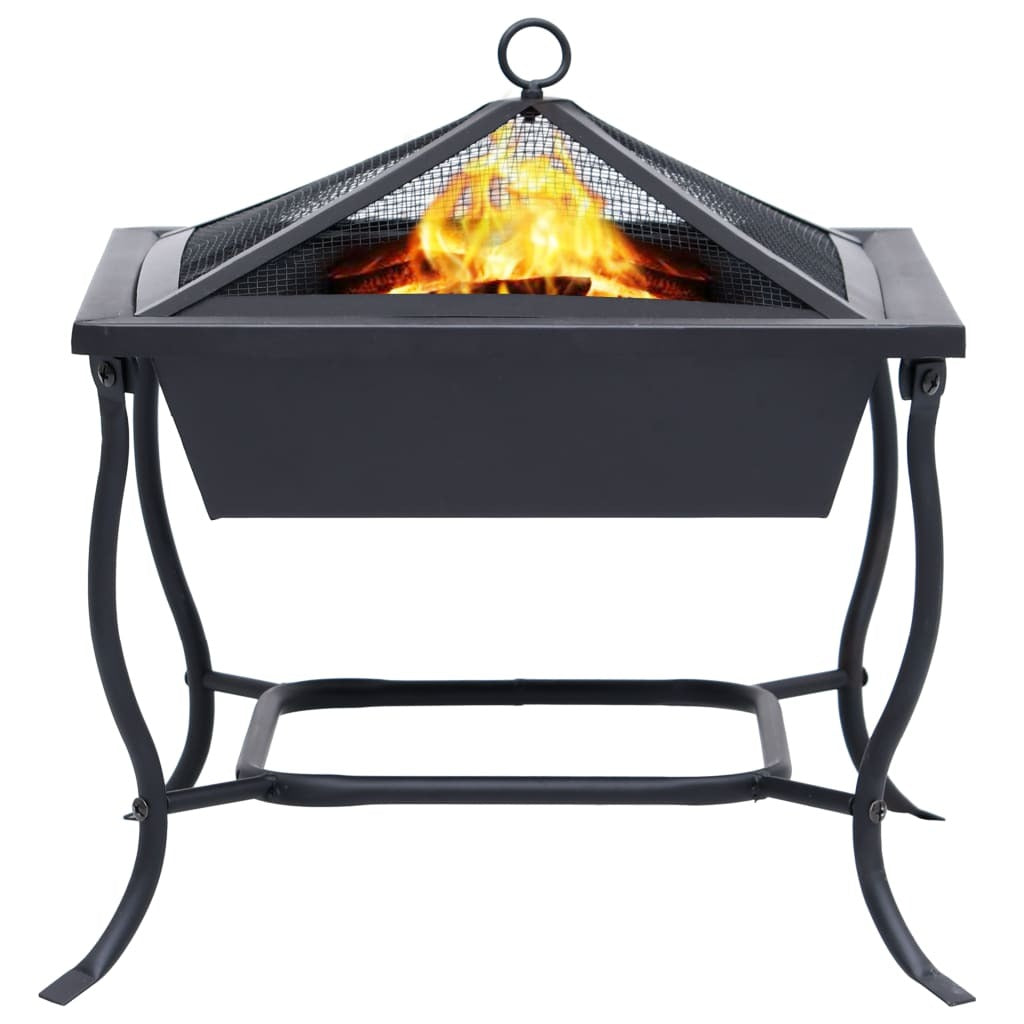 vidaXL Fire Pit Black 16.5"x16.5"x17.7" Steel