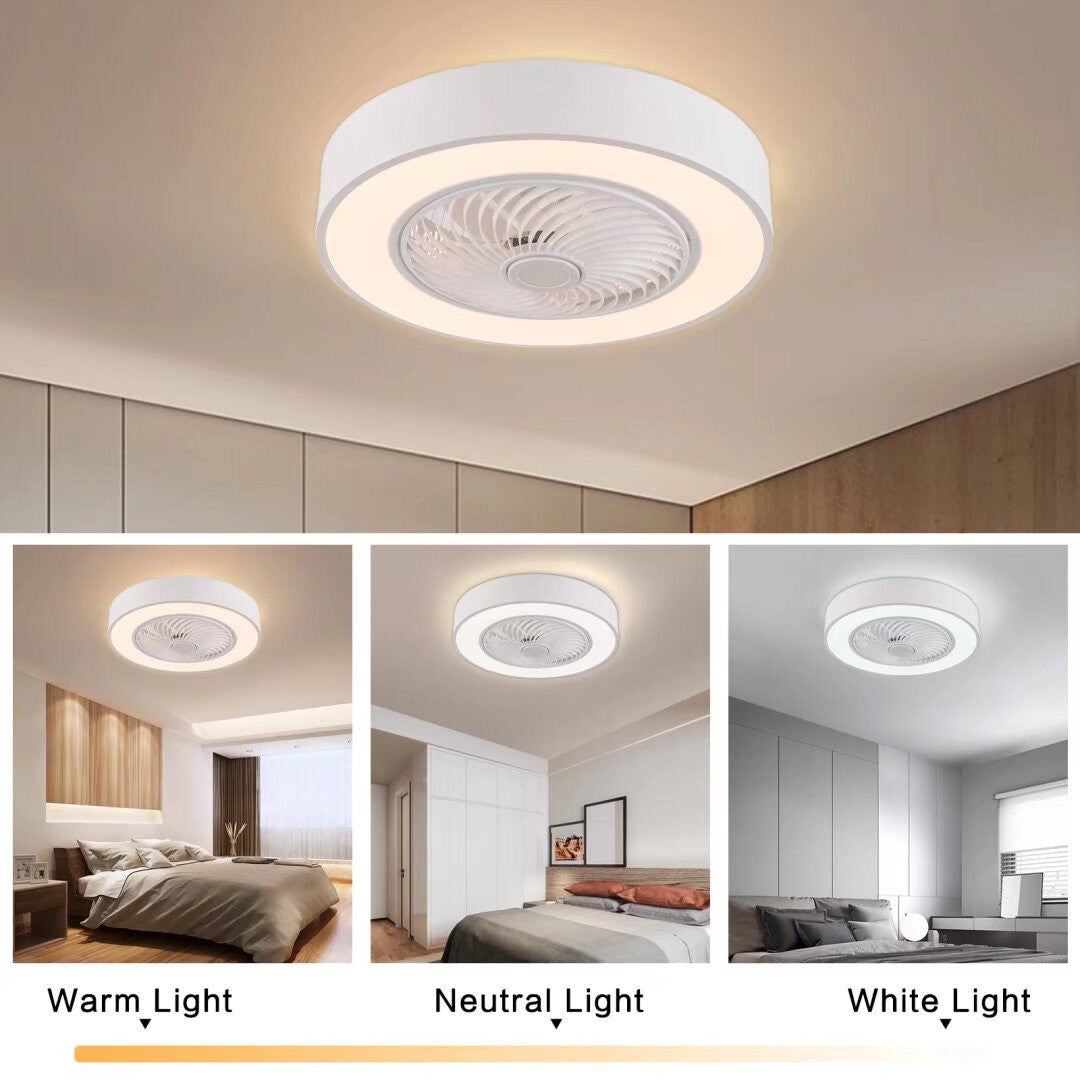 Contemporary White Ceiling Lamp And Fan