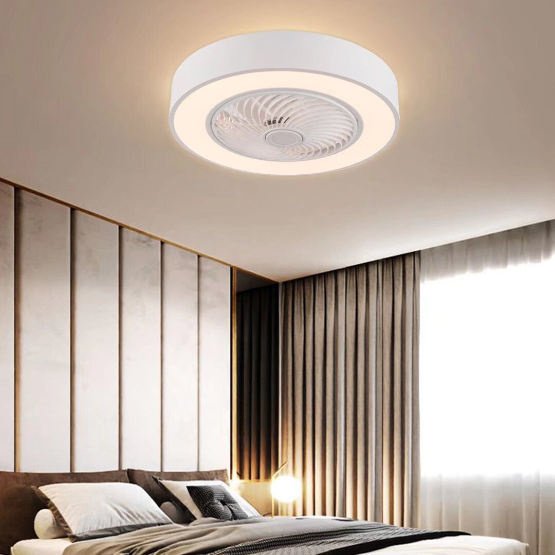 Contemporary White Ceiling Lamp And Fan