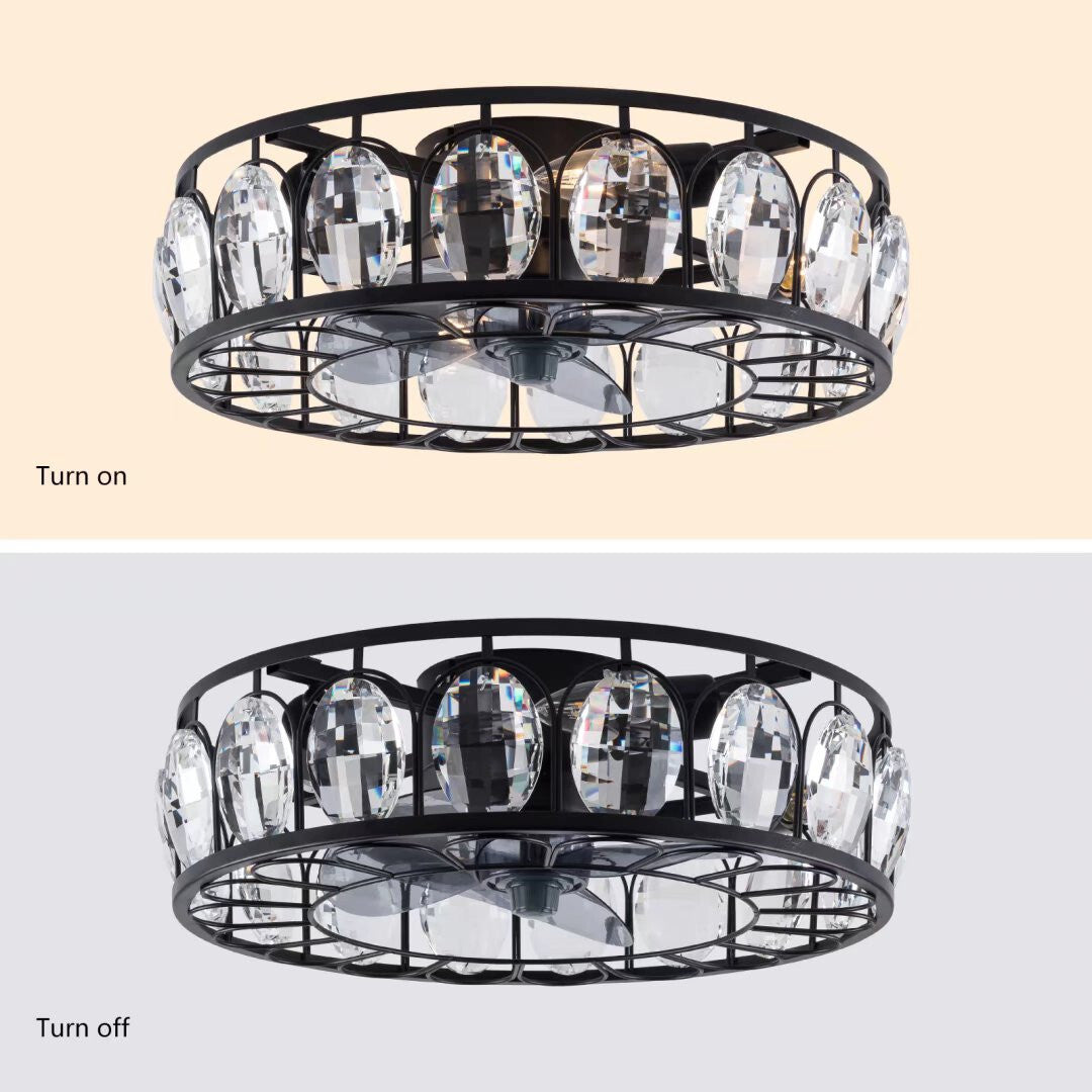 Black Metal Industrial Glam Chandelier Ceiling Fan