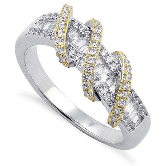 Color: TWO TONE SILVER/GOLD,Size: 5 - Prosper Rings In Various Colors And Combinations