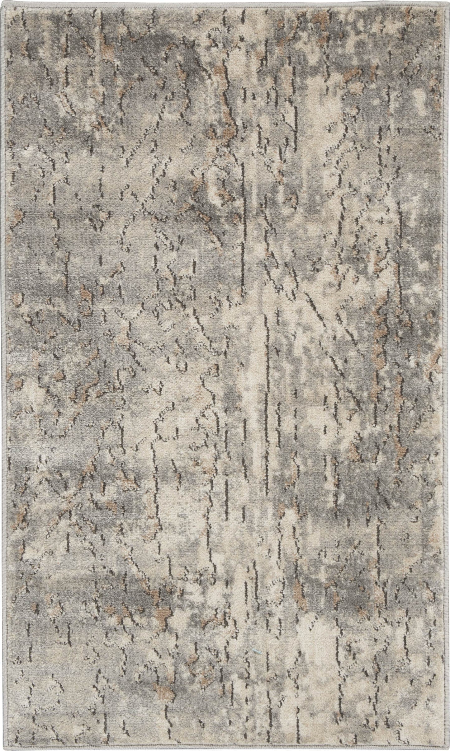 2' X 4' Beige And Grey Abstract Power Loom Non Skid Area Rug