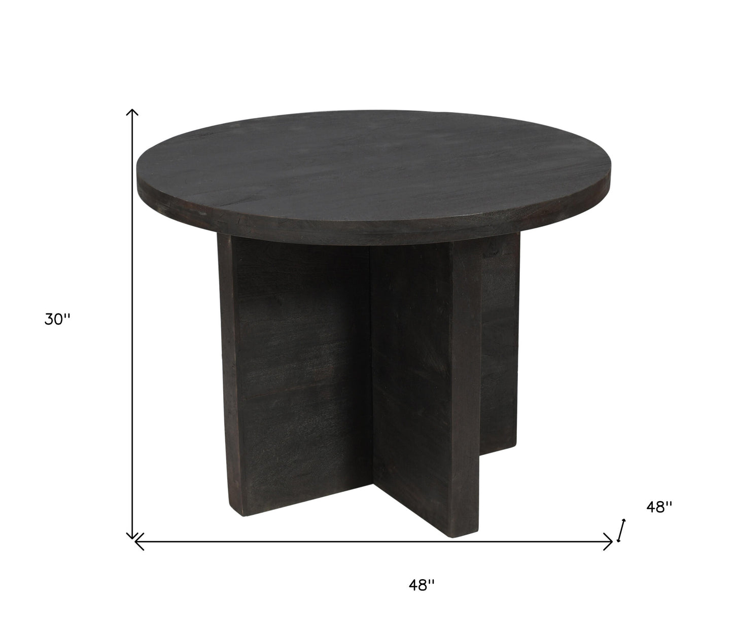 48" Dark Gray Rounded Solid Wood Dining Table