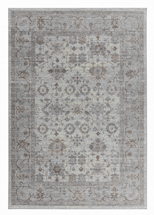 5' X 8' Grey Oriental Area Rug