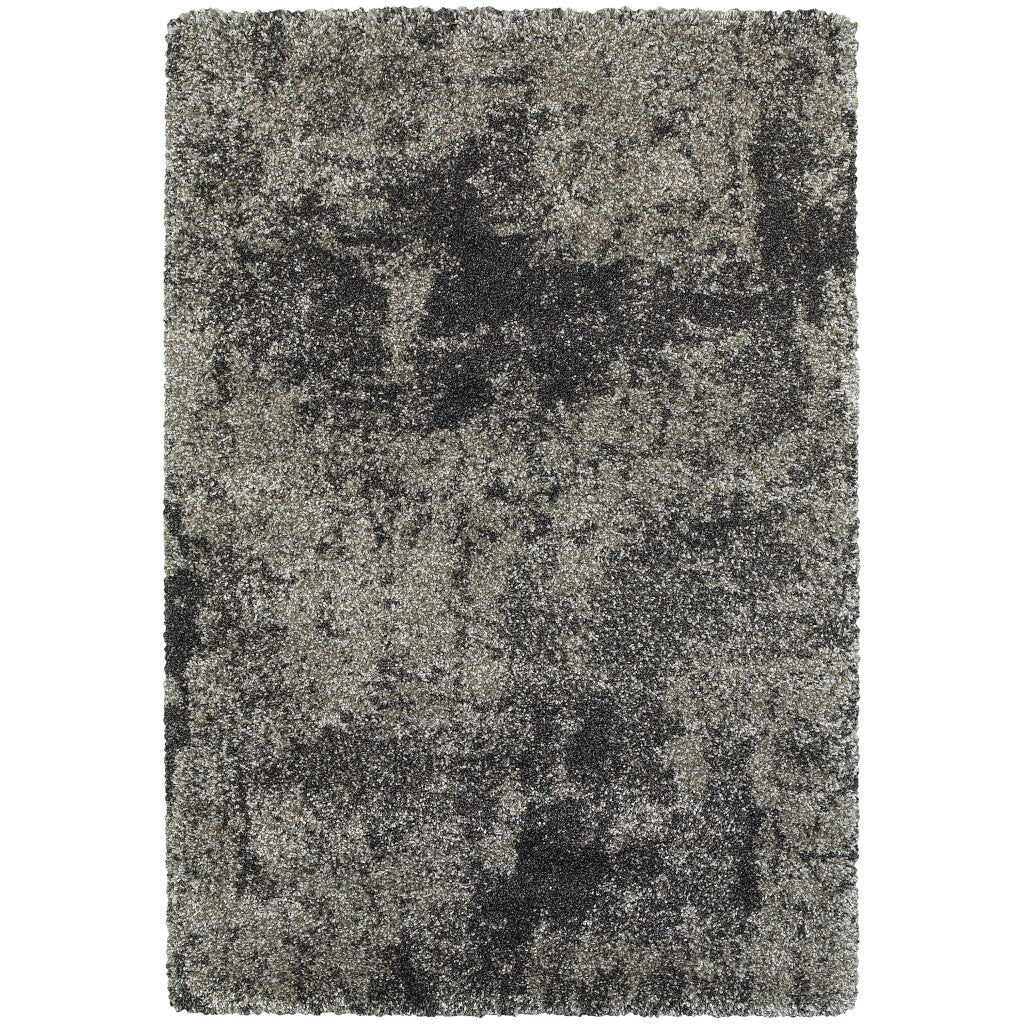 6' x 9' Gray Abstract Shag Power Loom Area Rug