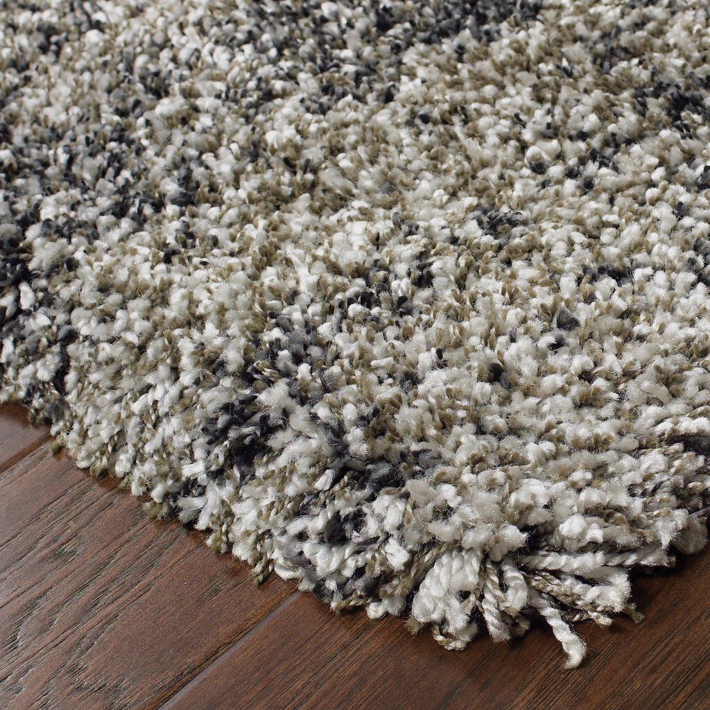 6' x 9' Gray Abstract Shag Power Loom Area Rug