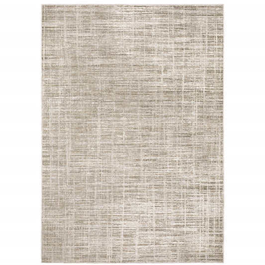 6' X 9' Beige Grey Ivory Tan And Brown Abstract Power Loom Stain Resistant Area Rug