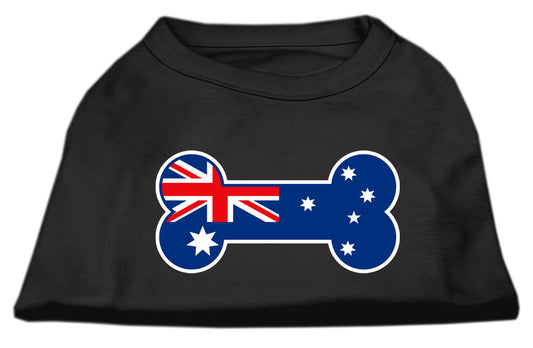 Bone Shaped Australian Flag Screen Print Shirts Black XS