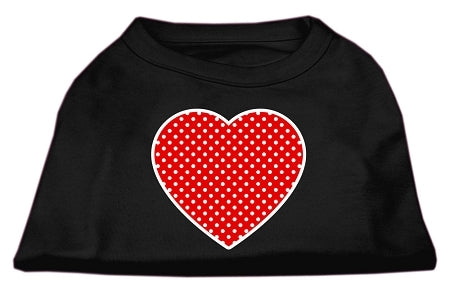 Red Swiss Dot Heart Screen Print Shirt Black XL