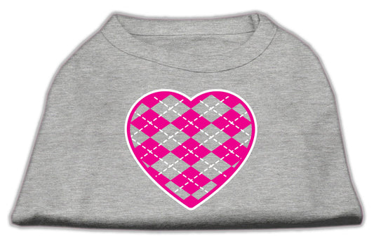 Argyle Heart Pink Screen Print Shirt Grey XL