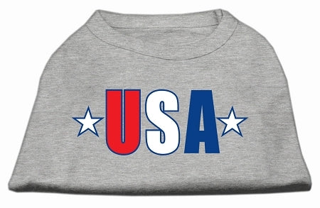 USA Star Screen Print Shirt Grey Lg