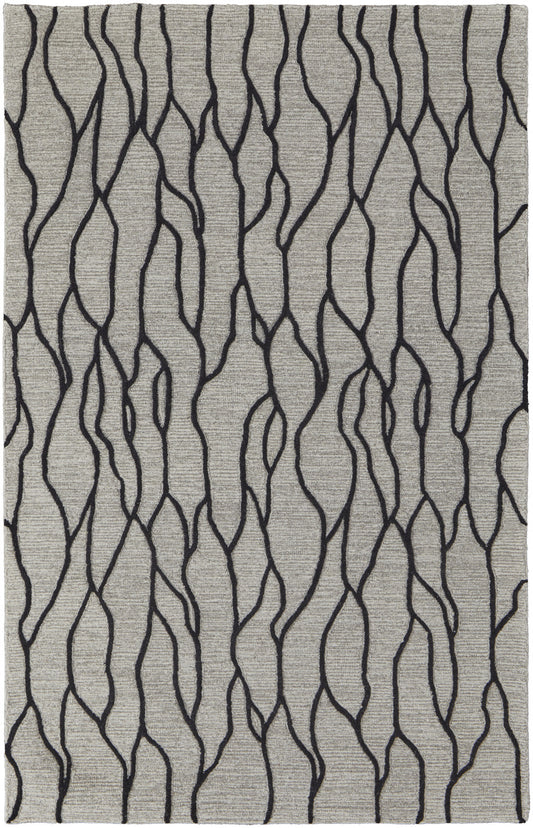 10' X 13' Taupe Black And Gray Wool Abstract Tufted Handmade Stain Resistant Area Rug