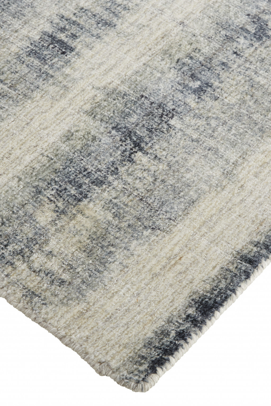 5' X 8' Ivory And Blue Abstract Hand Woven Area Rug